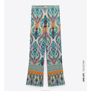 ZARA PRINTED FLARED TROUSERS